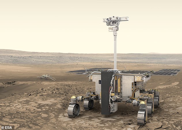 De Rosalind Franklin Mars Rover (hier afgebeeld op Mars) was op weg om in september 2022 op de Rode Planeet te lanceren - maar de lancering van dit jaar is nu