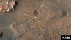 Deze geannoteerde afbeelding toont de meerdere vluchten - en twee verschillende paden - dat NASA's innovatieve Mars-helikopter zijn reis naar het Jezero Crater Delta-riviersysteem zou kunnen maken.  (Bron afbeelding: NASA/JPL-Caltech/University of Arizona/USGS)