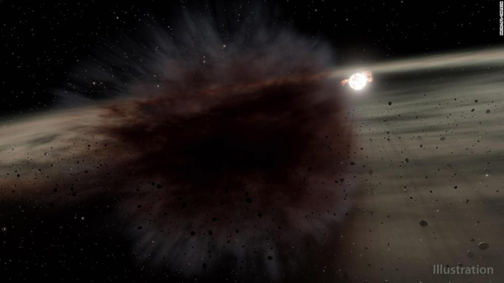 Een gigantische puinwolk gespot door een NASA-telescoop na de botsing van hemellichamen