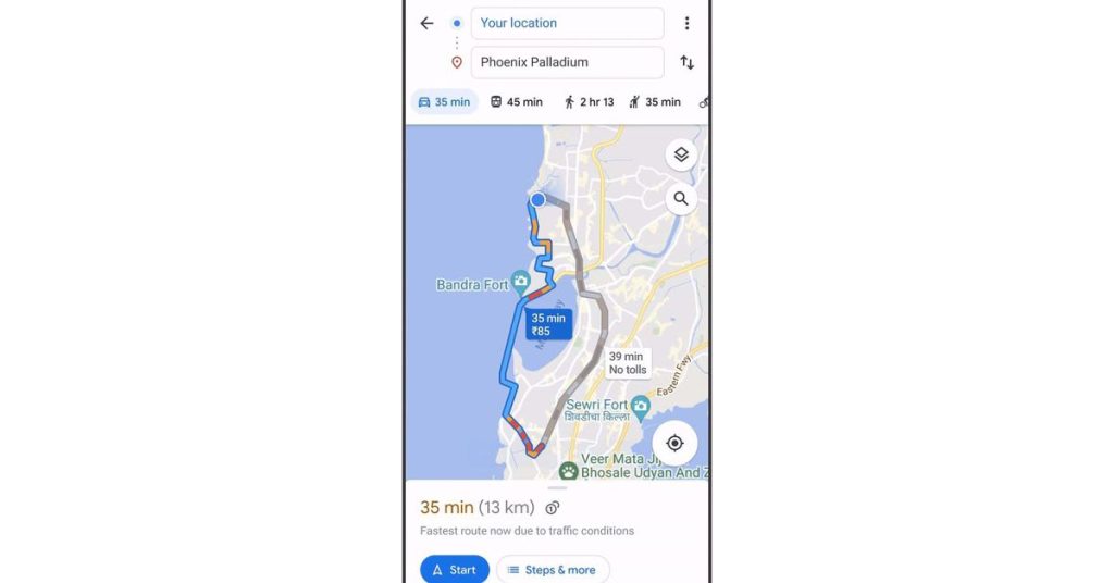 Google Maps schat nu de kosten voor uw reis