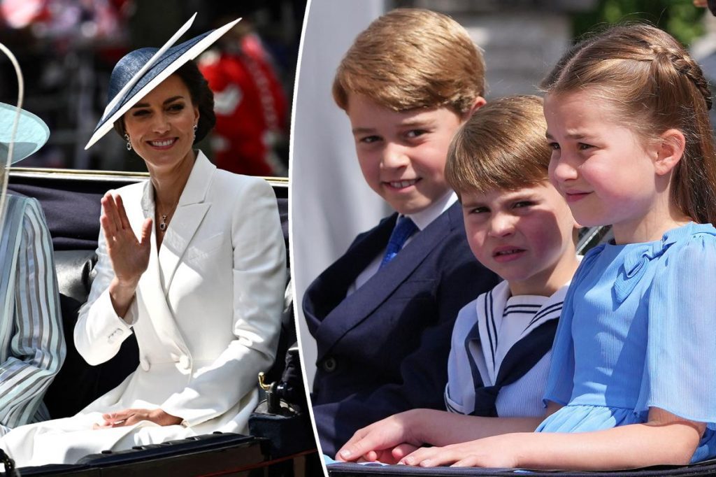 Kate Middleton arriveert bij Platinum Jubilee met drie kinderen