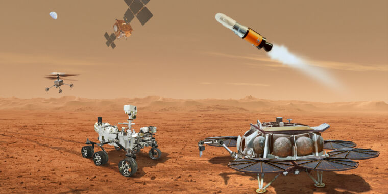 NASA beoordeelt plan om Mars-monster terug te sturen om helikopters te gebruiken