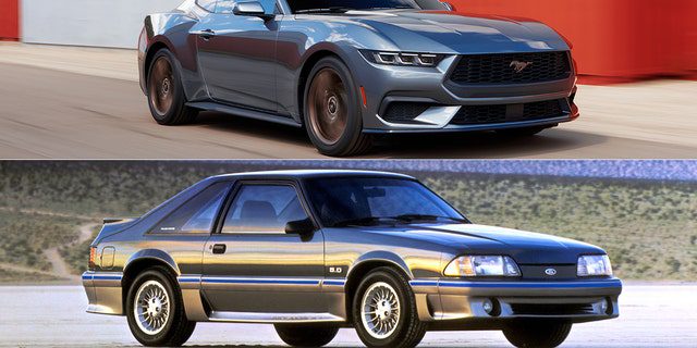 2024 Mustang V-8 deelt zijn 5,0-liter cilinderinhoud met Fox Body.