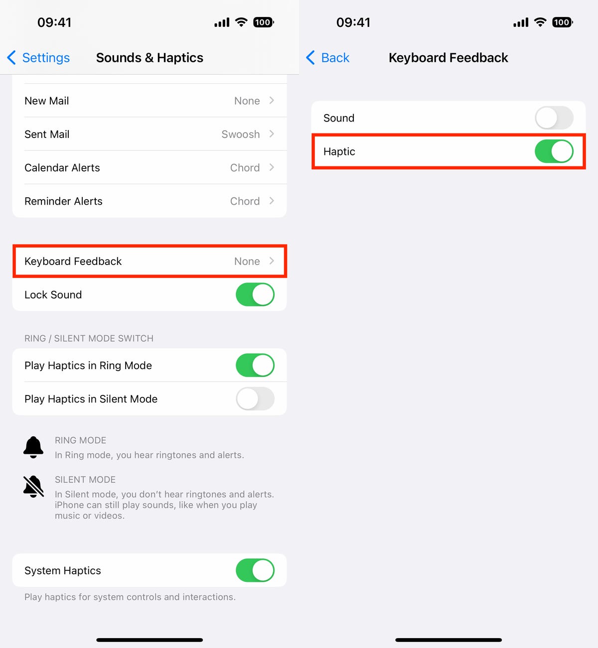 Haptische feedback op het toetsenbord instellen op iOS 16