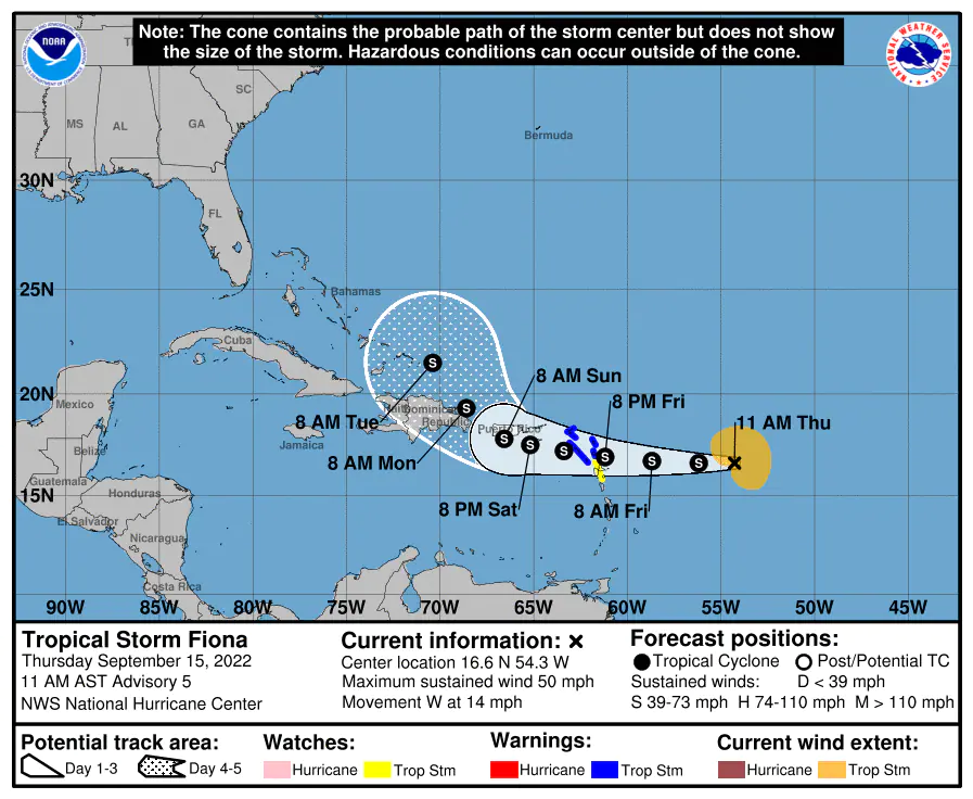 Tropische storm Fiona vormt zich, binnenkort de Kleine Antillen, Puerto Rico