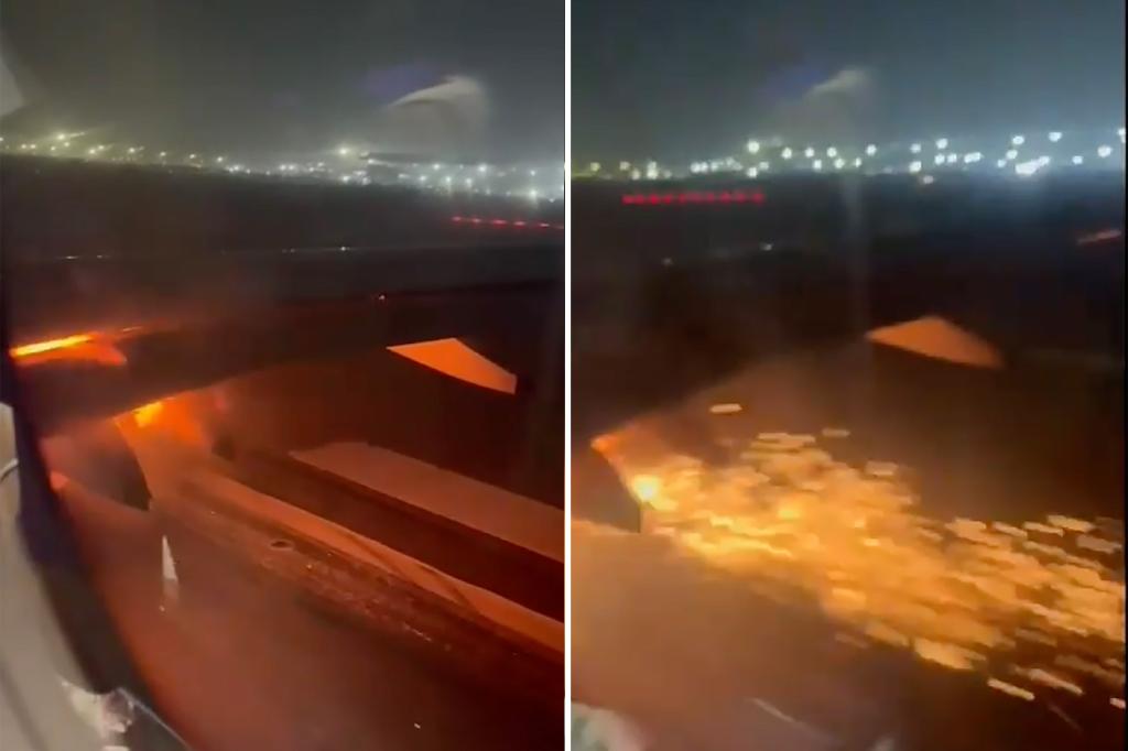 Vliegtuig vliegt in brand tijdens het opstijgen vanaf de luchthaven van Delhi: video