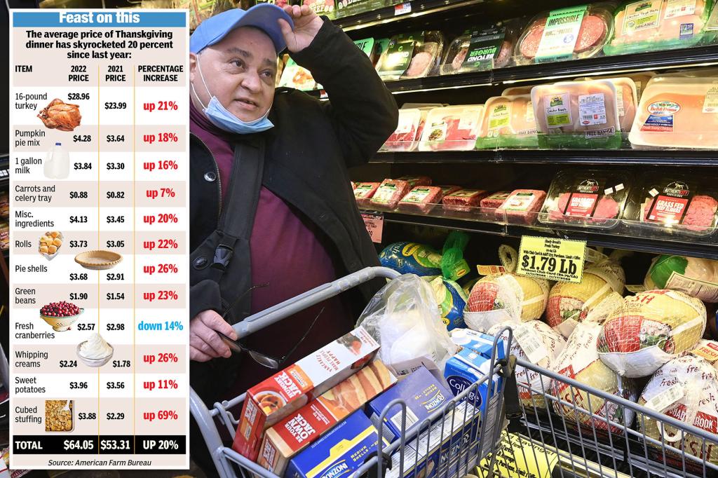 Thanksgiving-inflatie verandert winkelend publiek in kippen
