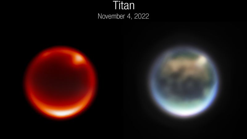 De Webb-telescoop bespioneert wolken onder de waas van Saturnusmaan Titan